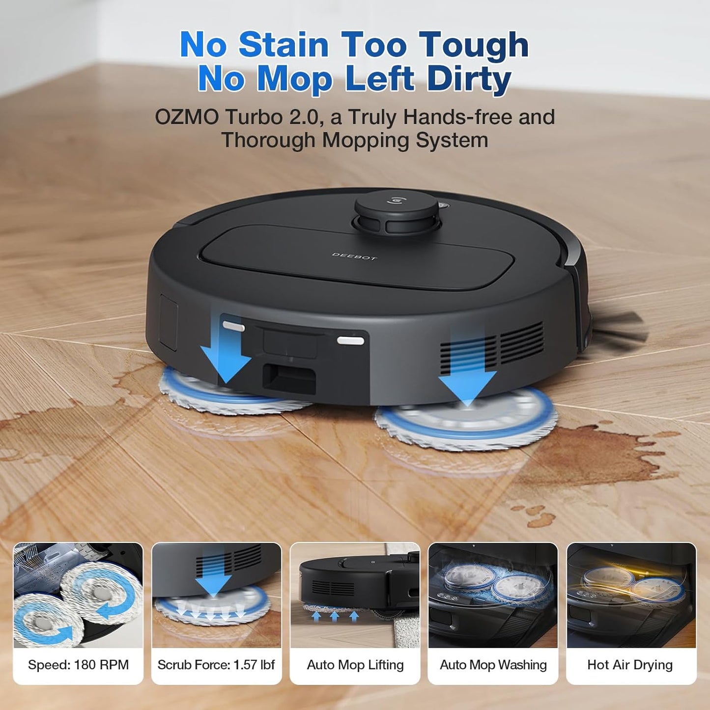 ECOVACS DEEBOT N30 Omni Robot Vacuum and Mop, 10000Pa Suction, TruEdge Adaptive Edge Mopping