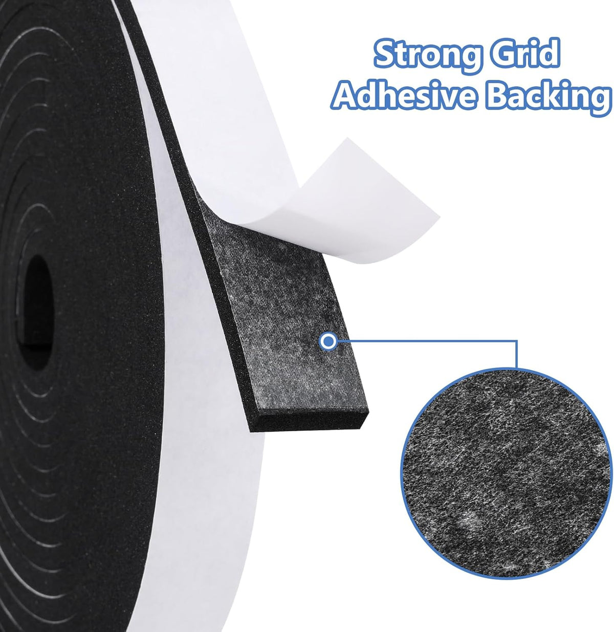 Weather Stripping Door Seal Strip- 1/2 Inch X 1/4 Inch X 16Feet, Strong Adhesive, Lightproof