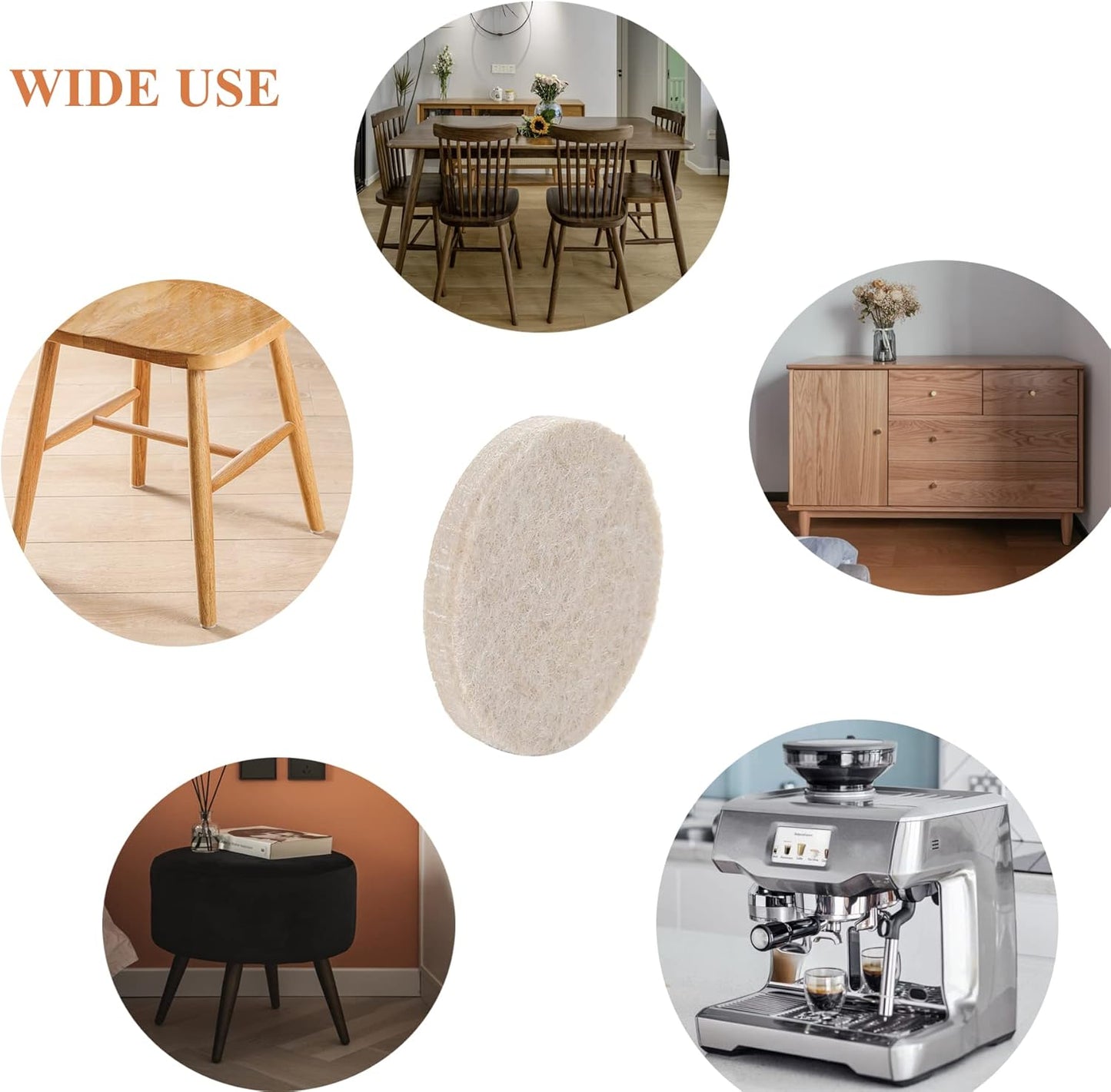 Felt Furniture Pads for Hardwood Floors 129 Piece, Furnigear Anti Scratches Felt Pads for Round
