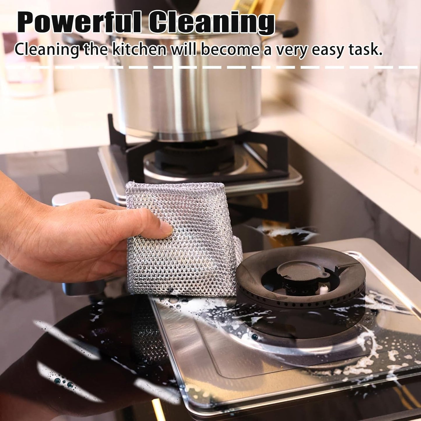 Navona 30 Pcs New Upgrade Steel Wire Dishcloth,Double-Layer Steel Wire Cleaning Cloth,Powerful