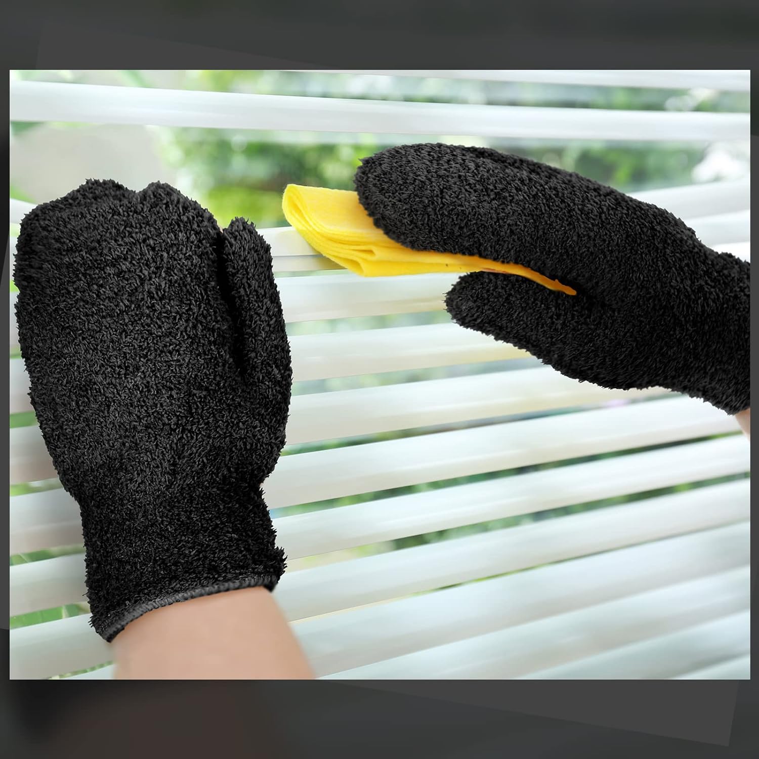 Bencailor 4 Pair Microfiber Dusting Mittens Reusable Women Cleaning Mittens with Thumb for Kitchen