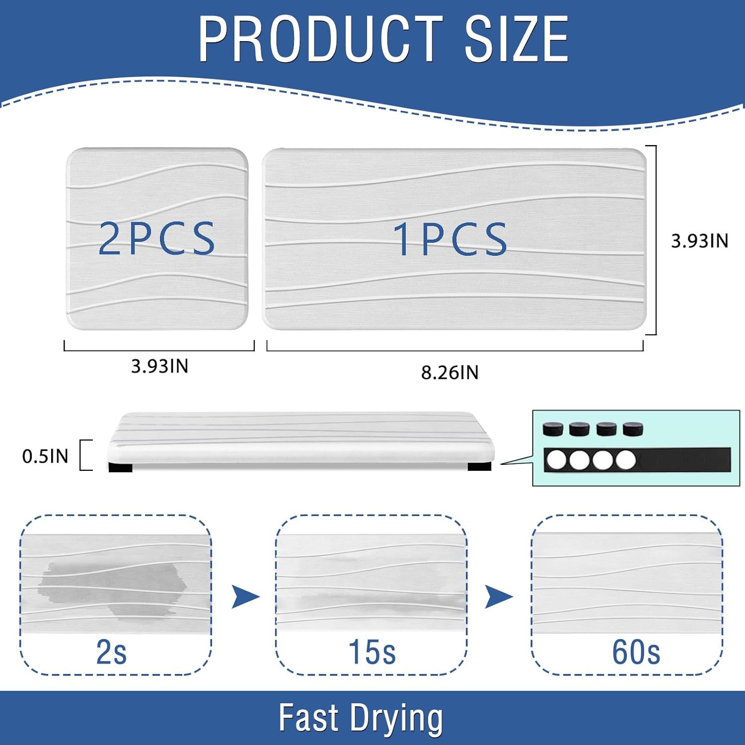 3PCS Water Absorbing Stone Tray, Fast Drying Stone Sink Tray, Stones Soap Trays, Water Absorbent