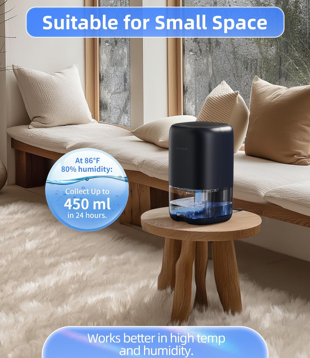 TABYIK Dehumidifier, 35 OZ Small Dehumidifiers for Room for Home, Quiet with Auto Shut Off