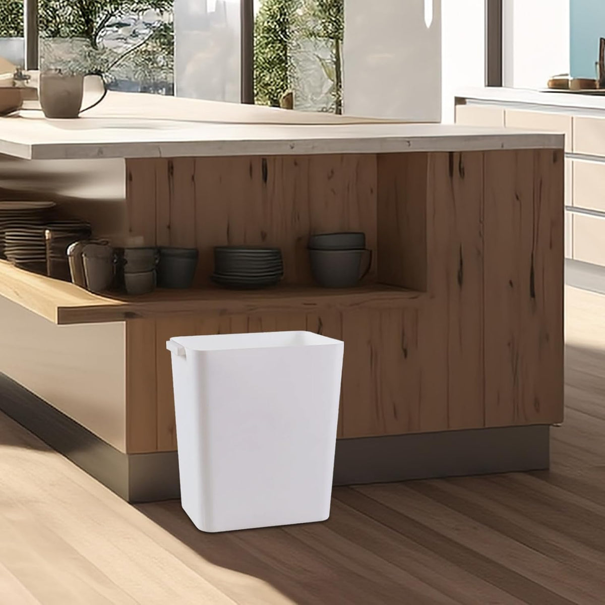 4.5 Gallon Deskside Plastic Wastebasket Rectangular, Open Garbage Container Basket for Office and