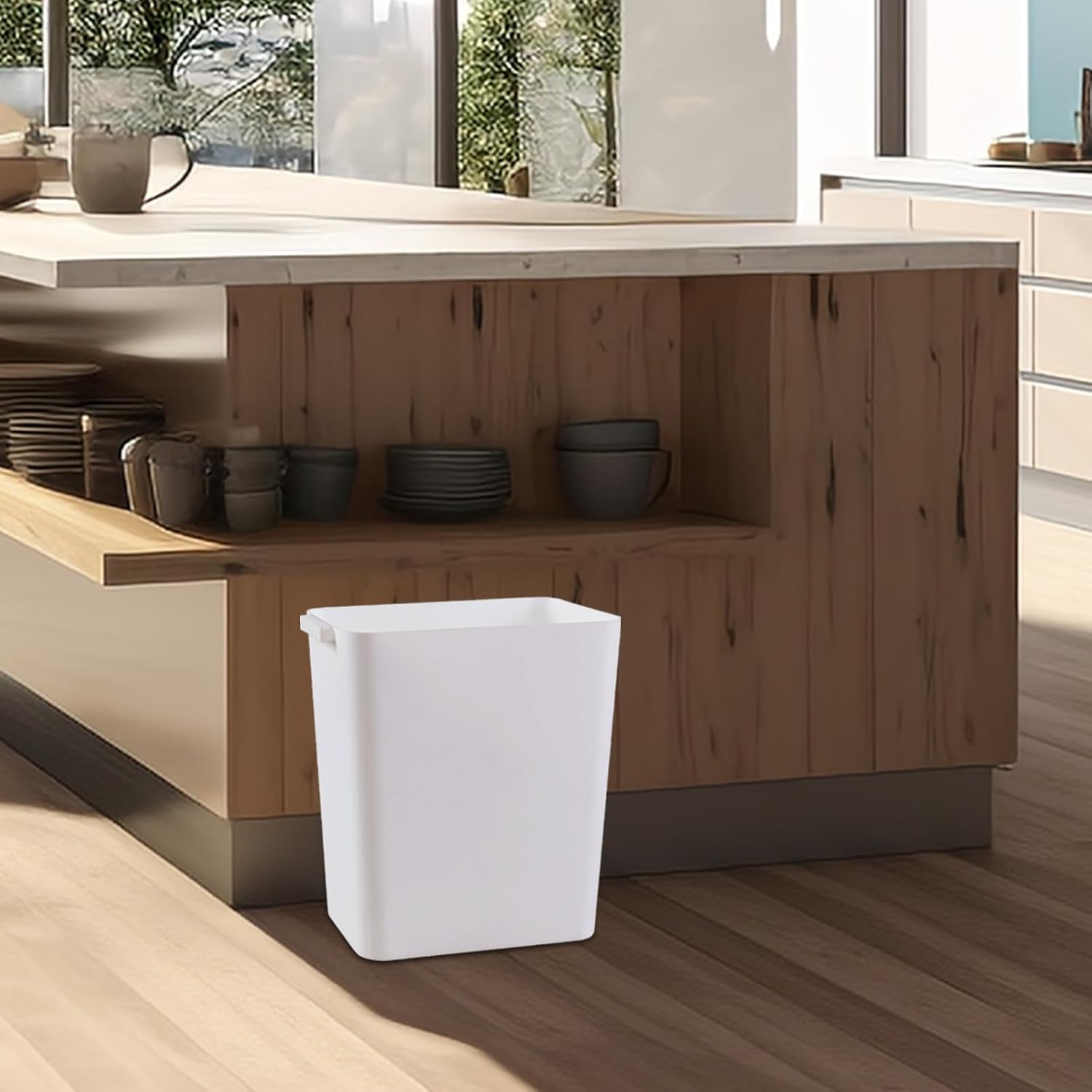 4.5 Gallon Deskside Plastic Wastebasket Rectangular, Open Garbage Container Basket for Office and