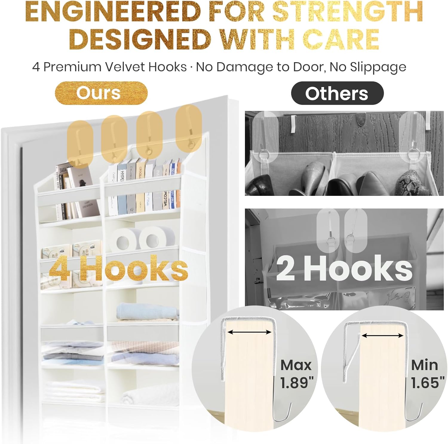 HOMELUX THEORY Heavy Duty Over the Door Organizer - Extra Wide Closet Organizers And Storage