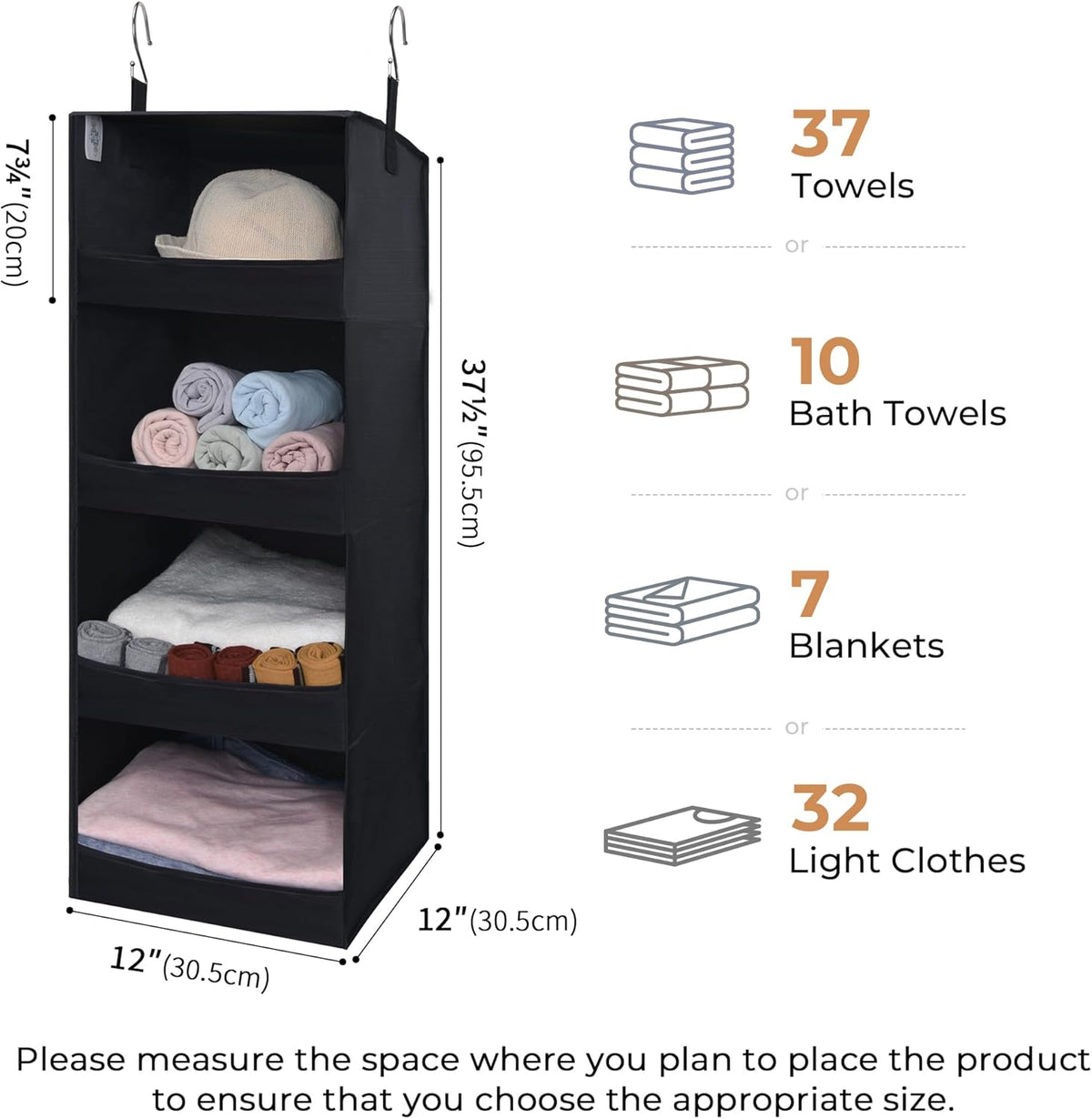 GRANNY SAYS 4-Shelf Hanging Organizer, Closet Hanging Shelves, Closet Hanging Storage Organizers