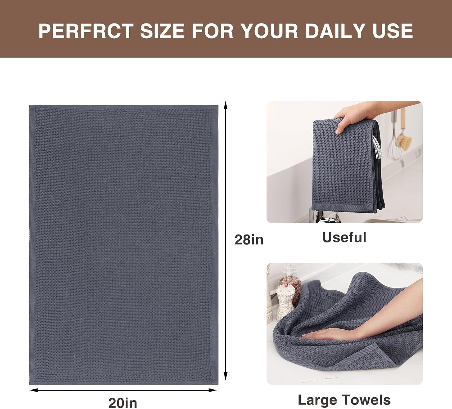 Homaxy 100% Cotton Oversized Waffle Weave Kitchen Dish Towels, Ultra Soft Absorbent Quick Drying