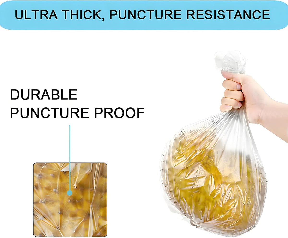 2 Gallon Small Plastic Trash Bags, 7.5 Liters Clear Wastebasket Liners Garbage Bags for Home