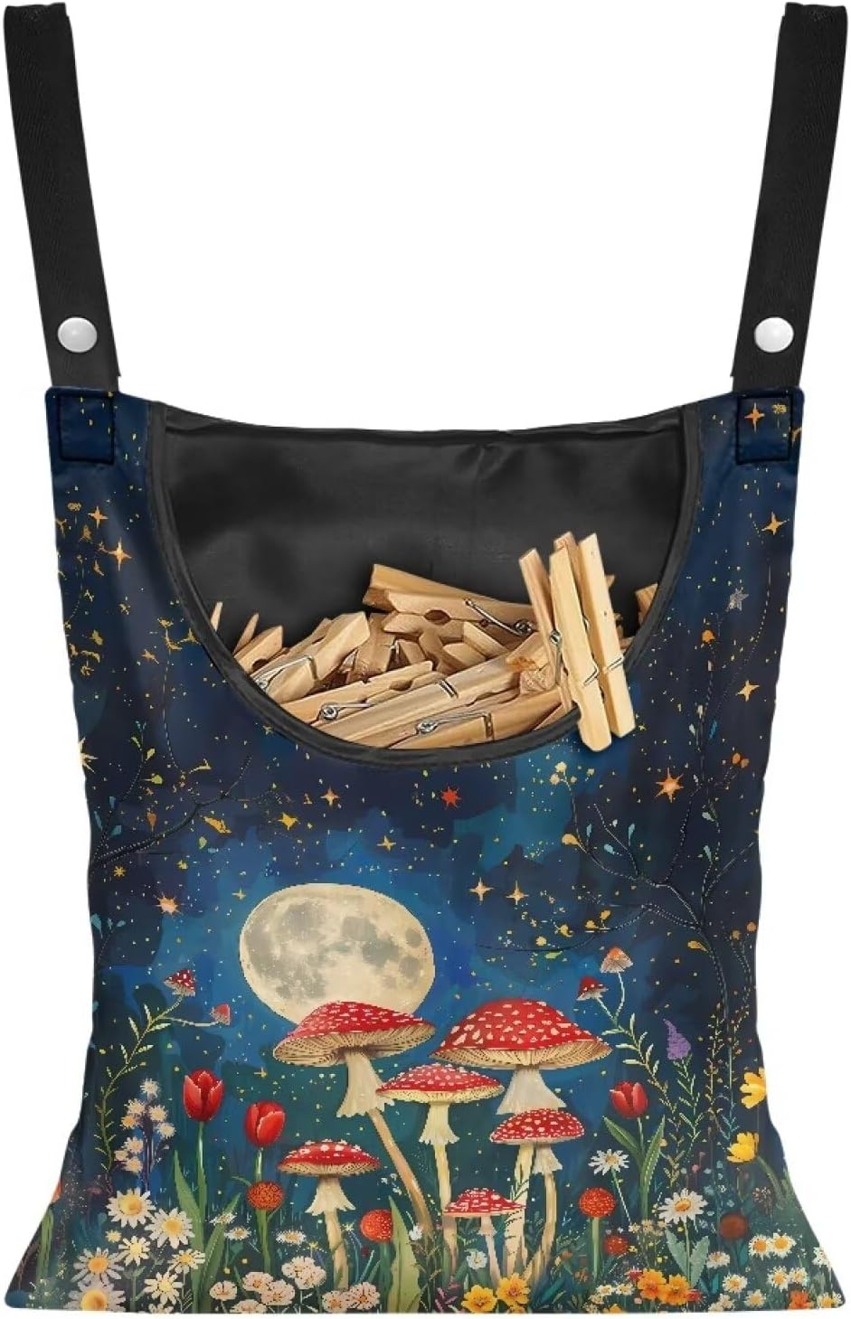 Mushroom Handy Clothespin Bags Moon Space-Saving Clothespin Storage Hanger Bag, Hanging Storage