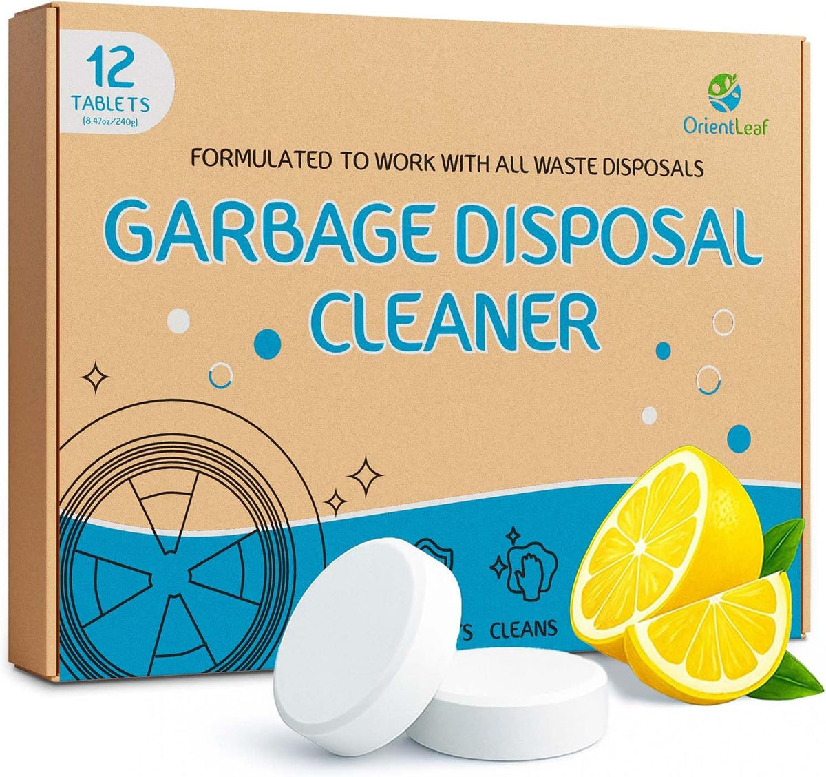 Garbage Disposal Cleaner and Deodorizer Tablets 20g 1 Year Supply Sink Cleaner, Prevents Odors