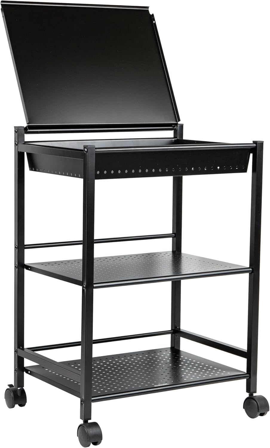 Mind Reader Cart with Covered Compartment, Office Organizer, Storage, 3-Tier, Office, Metal, 20" L