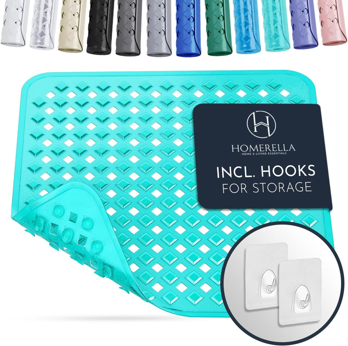 Homerella Anti Slip Shower Mat | Anti Mold Non Slip Bathtub Mat for Inside Shower | Square Floor