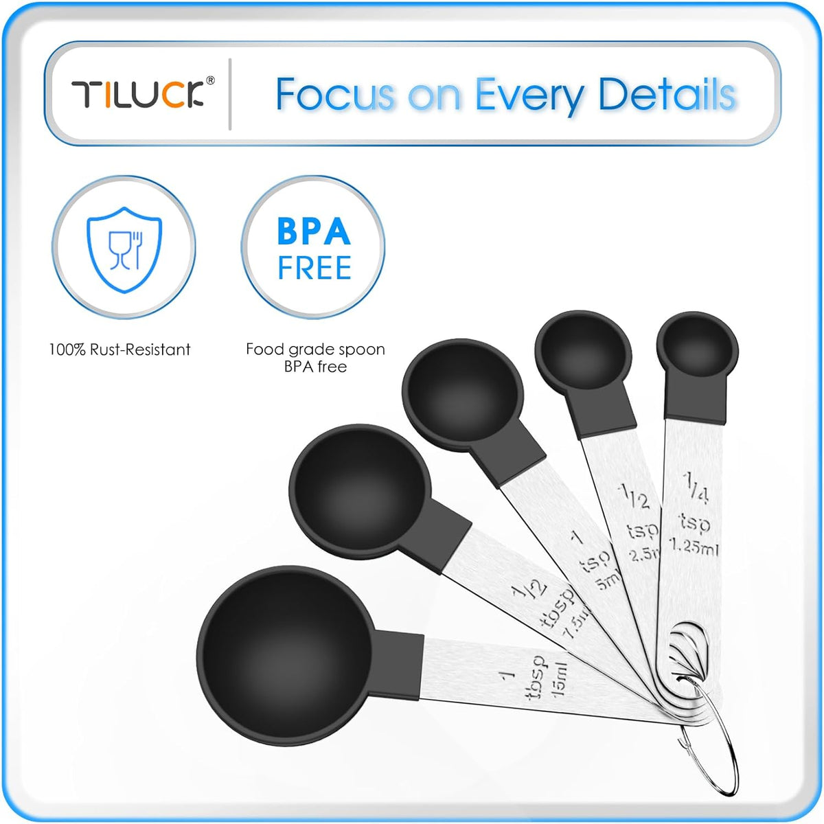 TILUCK Measuring Cups & Spoons Set, Stackable Cups and Spoons, Nesting Measure Cups with Stainless