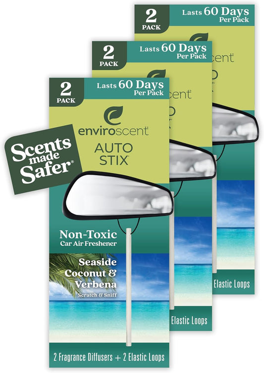 Enviroscent Non-Toxic Car Air Freshener (Seaside Coconut & Verbena) Natural Car Air Freshener |