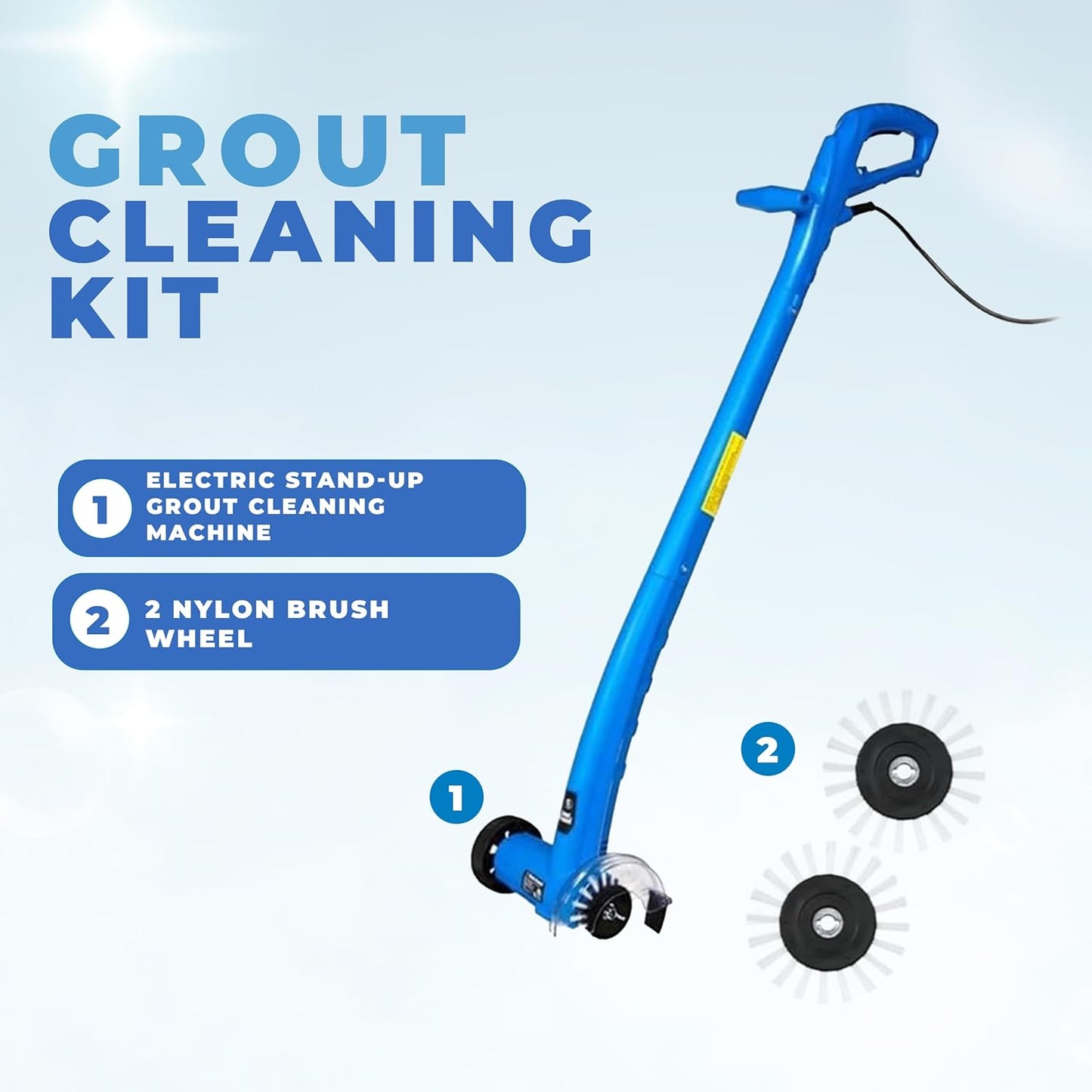 Electric Stand-Up Grout Cleaning Machine – Compact Lightweight Floor Scrubber for Tile, Bathroom &