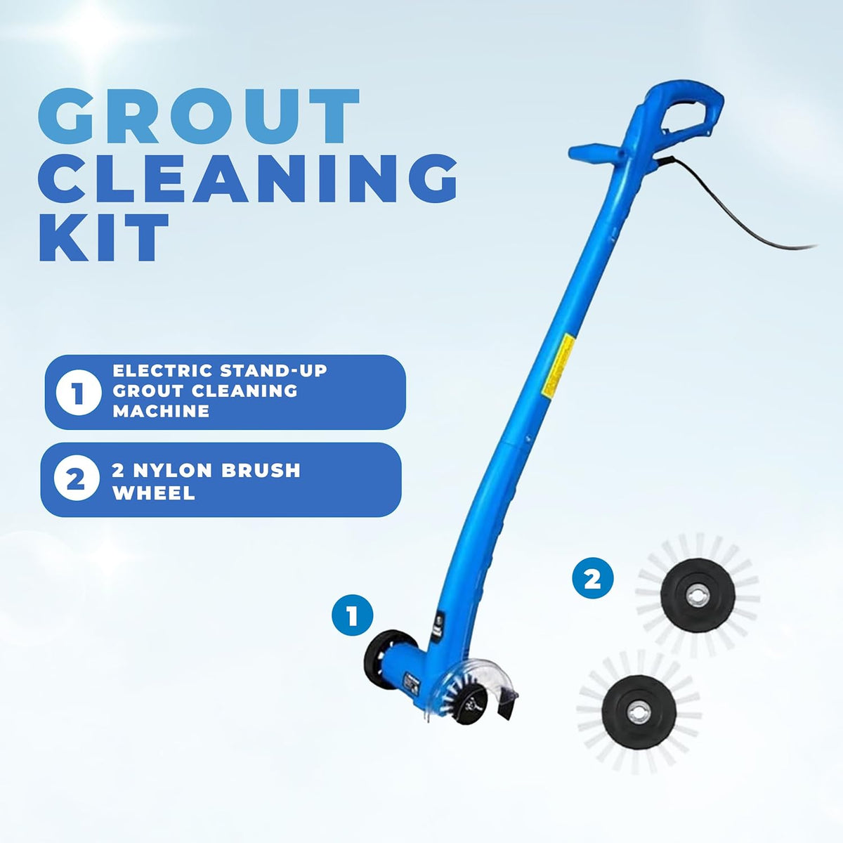 Electric Stand-Up Grout Cleaning Machine – Compact Lightweight Floor Scrubber for Tile, Bathroom &