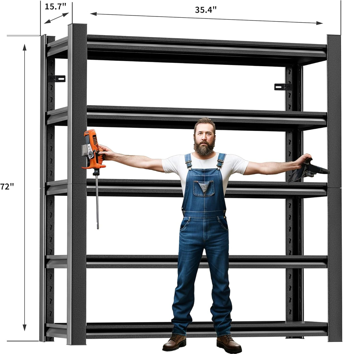 Garage Shelving,Thickened 72" Storage Shelves Heavy Duty Shelving Units and Storage,Adjustable 5