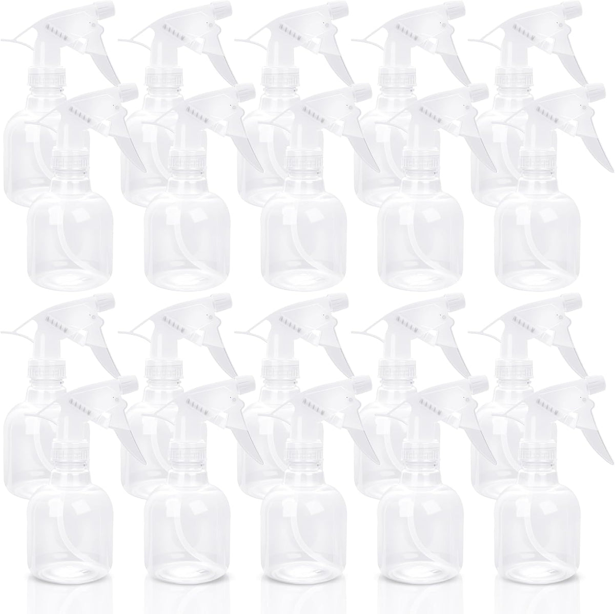 20 Pcs Empty Plastic Spray Bottle 8 OZ Reusable Clear Liquid Container with Trigger Sprayers for