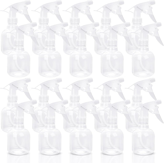 20 Pcs Empty Plastic Spray Bottle 8 OZ Reusable Clear Liquid Container with Trigger Sprayers for