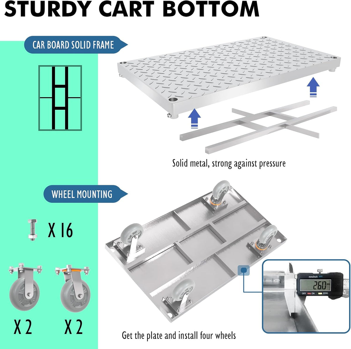 4-in-1 Platform Truck Cart with Cage, Multi-Purpose Heavy Duty Steel Flatbed Cart with 2200lbs
