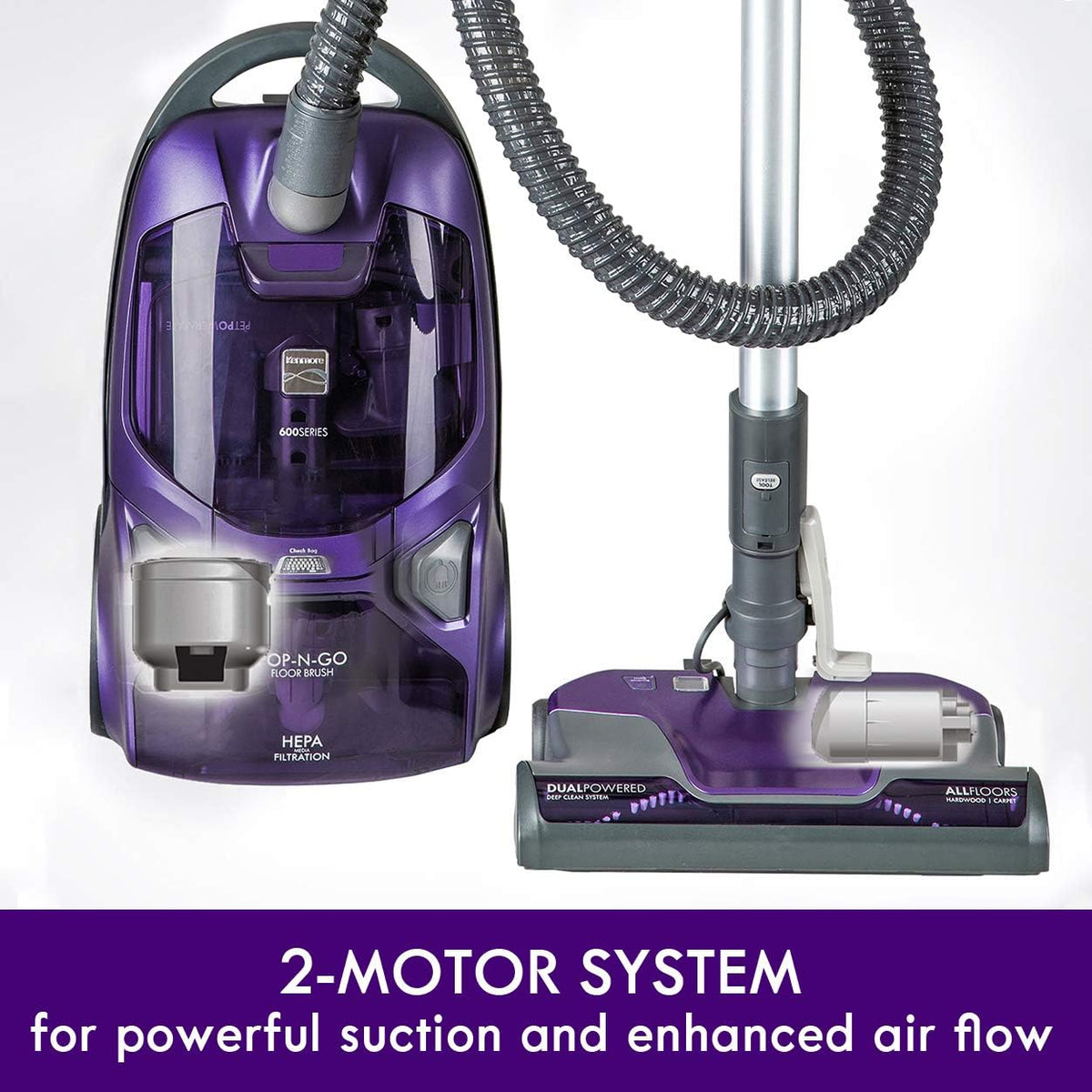 Kenmore 600 Series Pet Friendly Lightweight Bagged Canister Vacuum with Pet PowerMate, Pop-N-Go