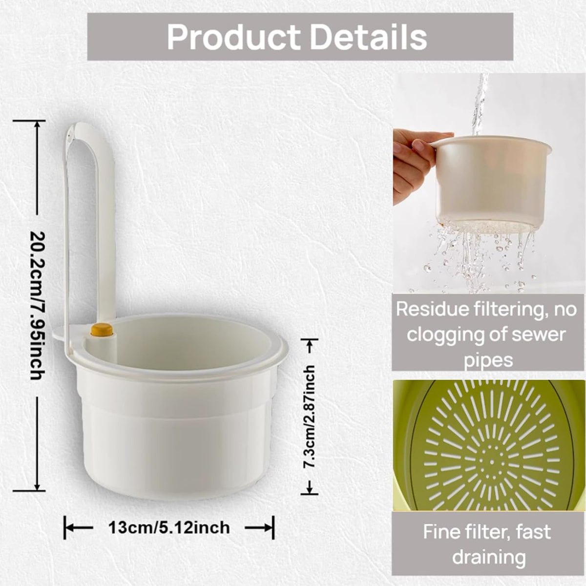 Faucet Hanging Strainer Kitchen Sink Food Waste Catcher Drain Basket, Plastic Kitchen Sink Strainer