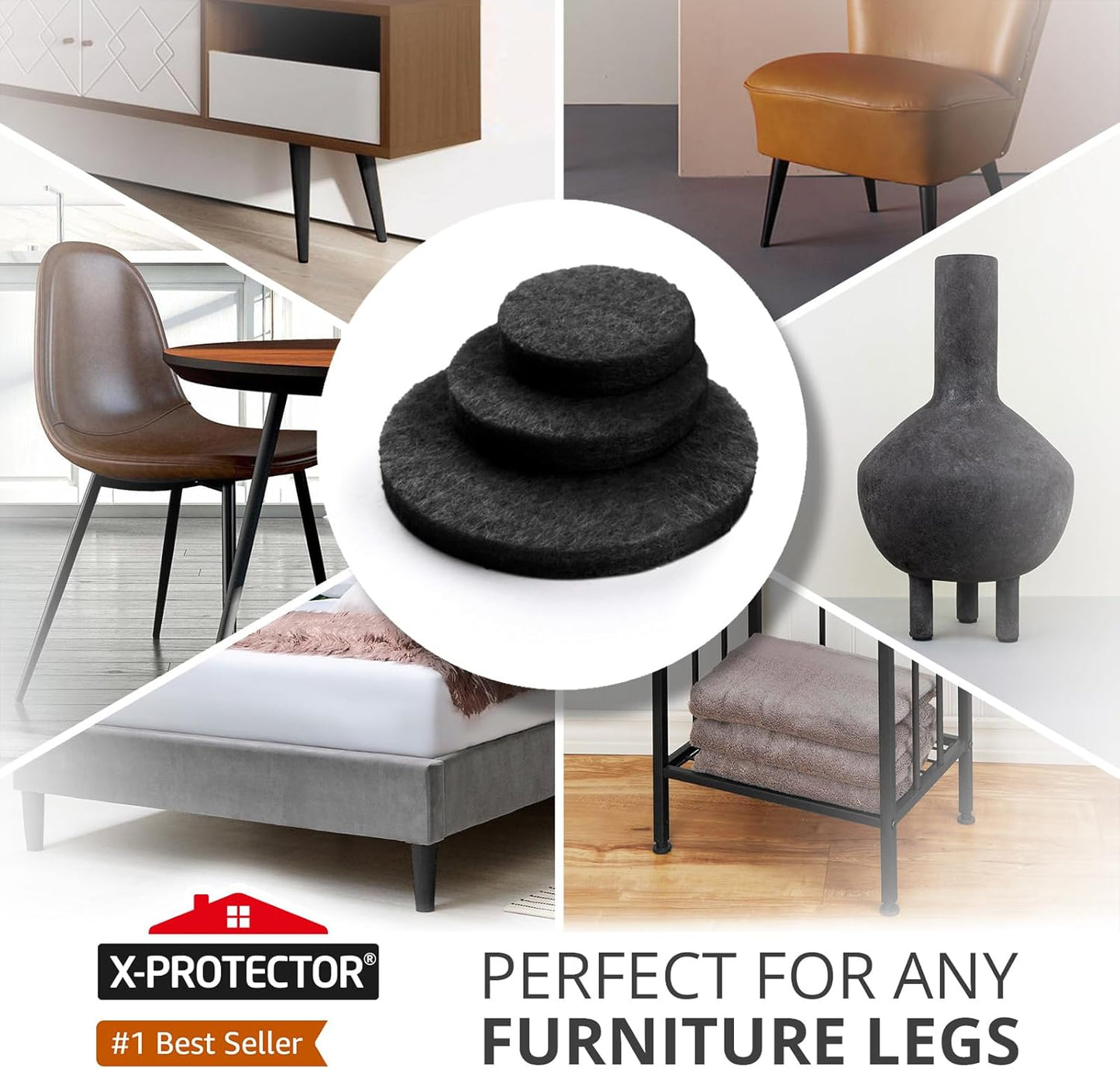 Felt Furniture Pads 235 PCS X-Protector! Huge Quantity of Black Furniture Pads for Hardwood Floors