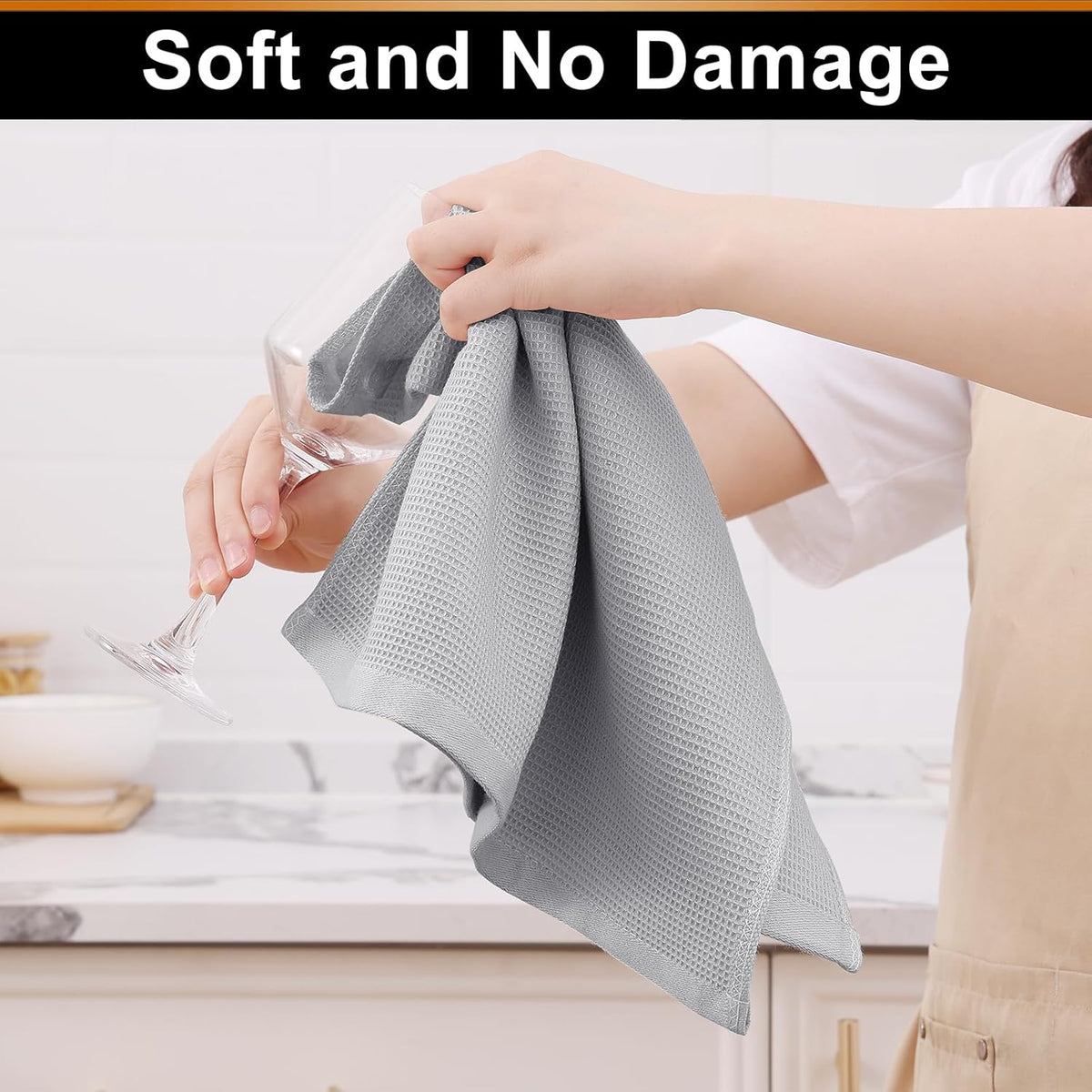 Homaxy 100% Cotton Waffle Weave Kitchen Towels - 8 Pack Soft and Absorbent Dish Towels - 16 x 26