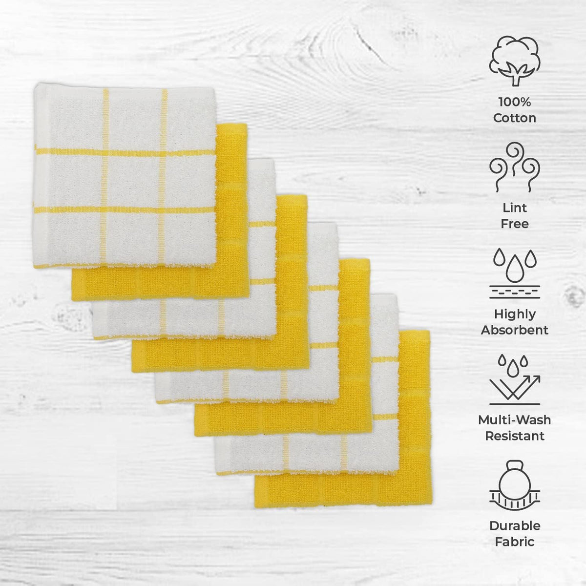 100% Cotton Terry Dish Cloth & Dish Towel, 6 Pack, Super Soft and Absorbent Kitchen Towels, Perfect