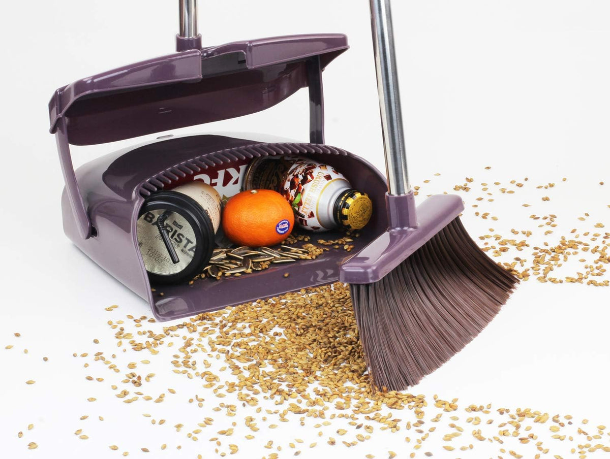 Broom and Dustpan Commercial Long Handle Sweep Set and Lobby Broom Upright Grips Sweep Set with