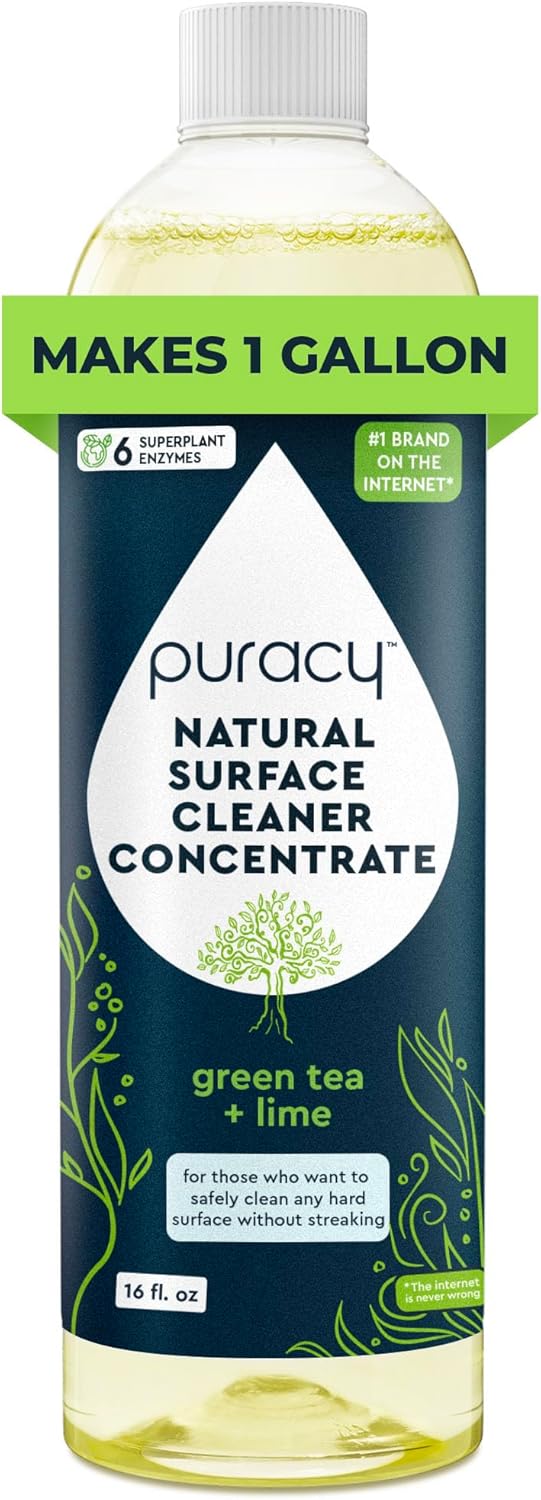 Puracy 99.9% Natural All Purpose Cleaner Concentrate - Makes 128oz Multi Purpose Cleaner - Green