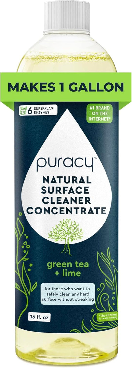 Puracy 99.9% Natural All Purpose Cleaner Concentrate - Makes 128oz Multi Purpose Cleaner - Green
