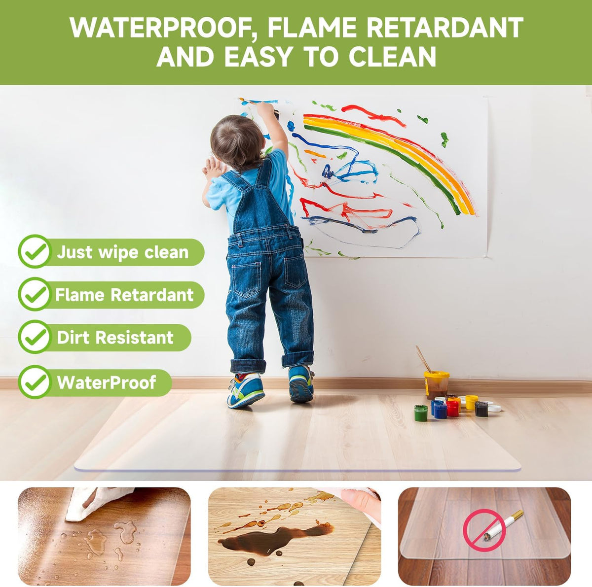 SOONAN Chair Mat for Hardwood Floor, 48" x 36" Clear Office Floor Mat, 0.08" Thickness Heavy Duty