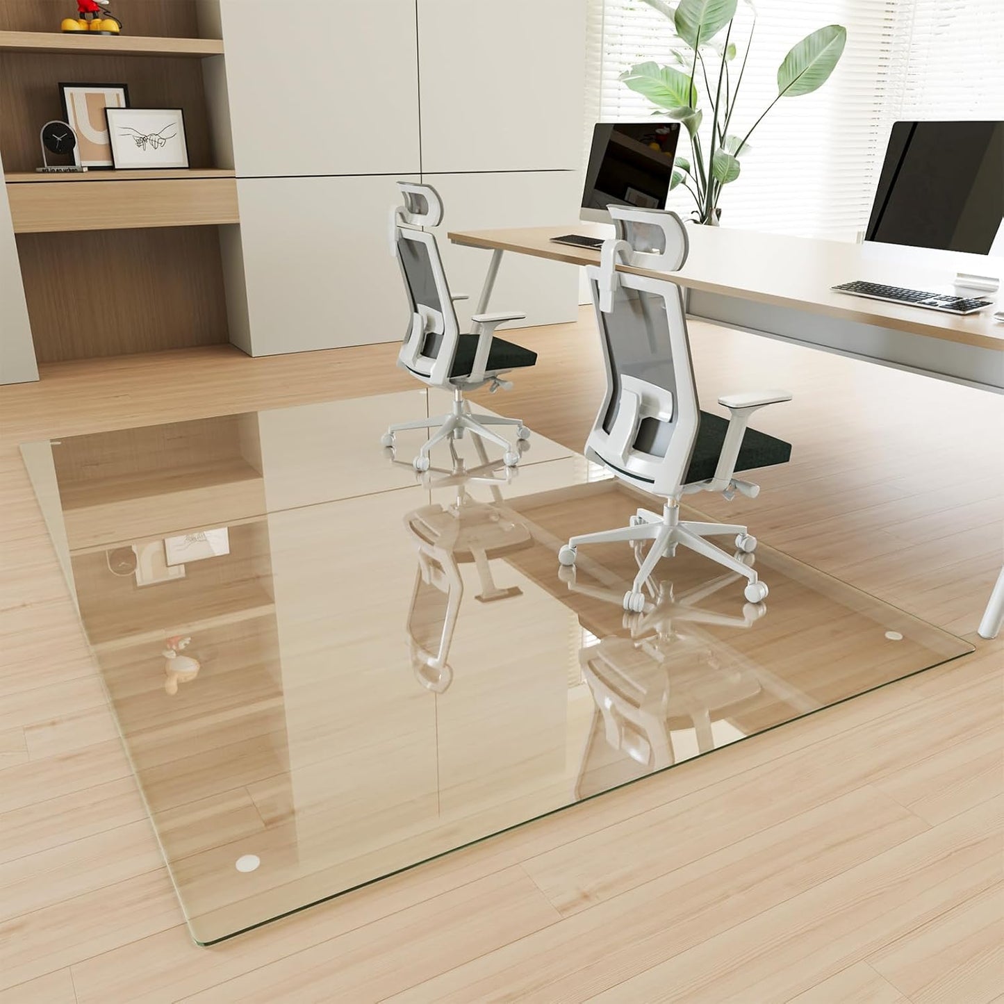 [Tempered Glass] 48" x 72" Glass Chair Mat, 1/5" Thick Office Chair Mat for Carpet or Hardwood
