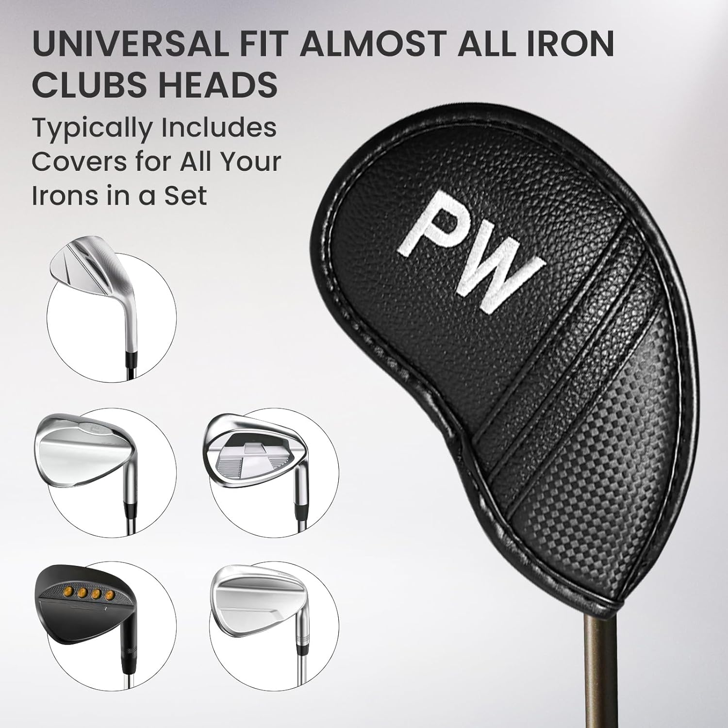 Amy Sport Golf Iron Head Covers Value 12 Pcs Set Thick Synthetic Leather, Protection Weatherproof