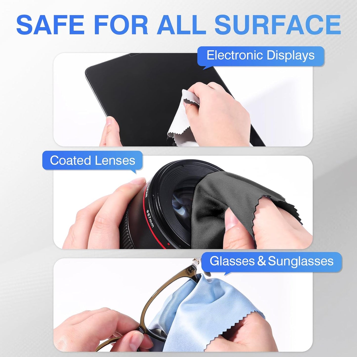 60-Pack Microfiber Cleaning Cloths for Glasses, 6x7 Inch Premium Lens Cleaning Cloth for Screens