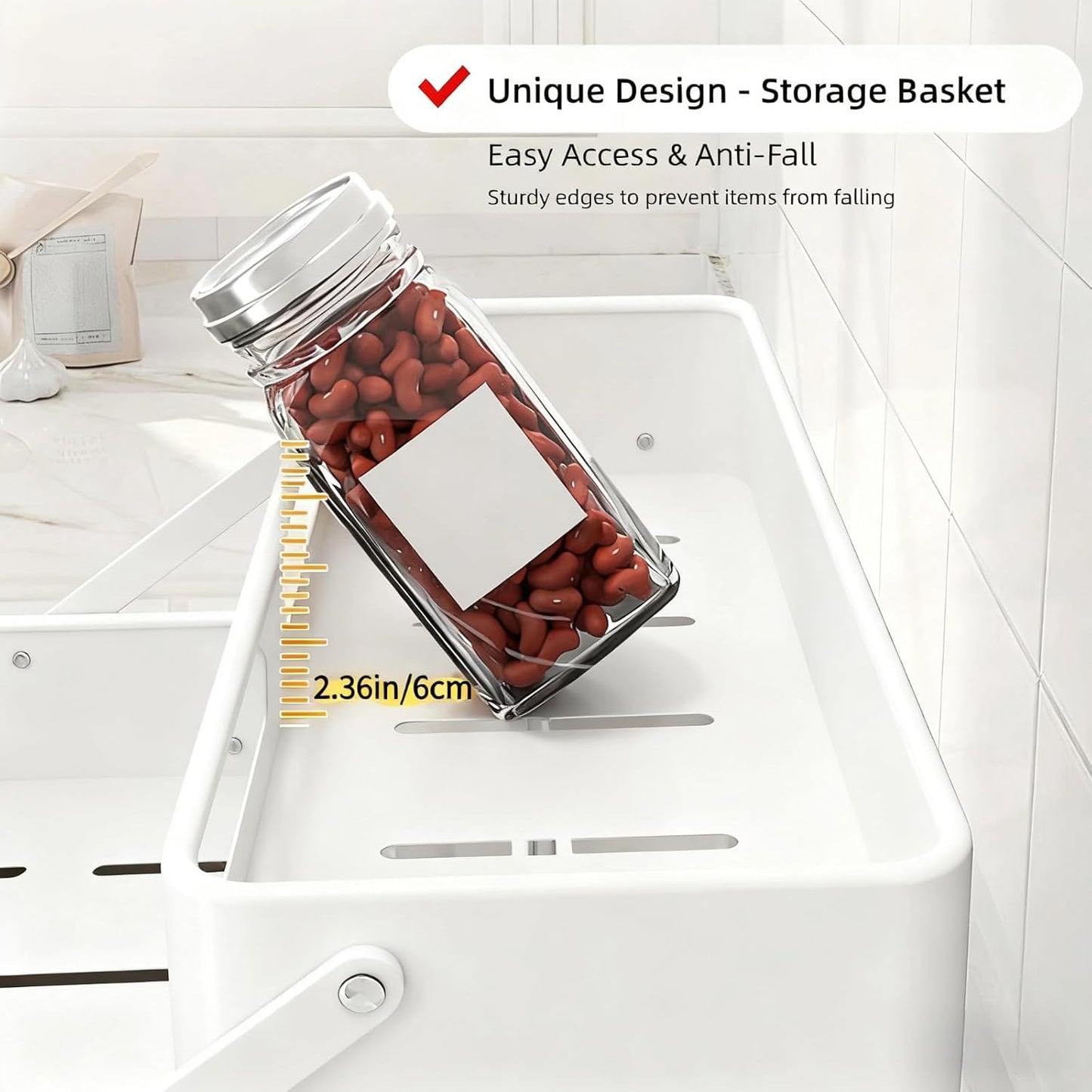 Bokelai Spice Rack 3 Tier Foldable Seasoning Organizer Jars Storage Holder Step Shelf for Cabinet