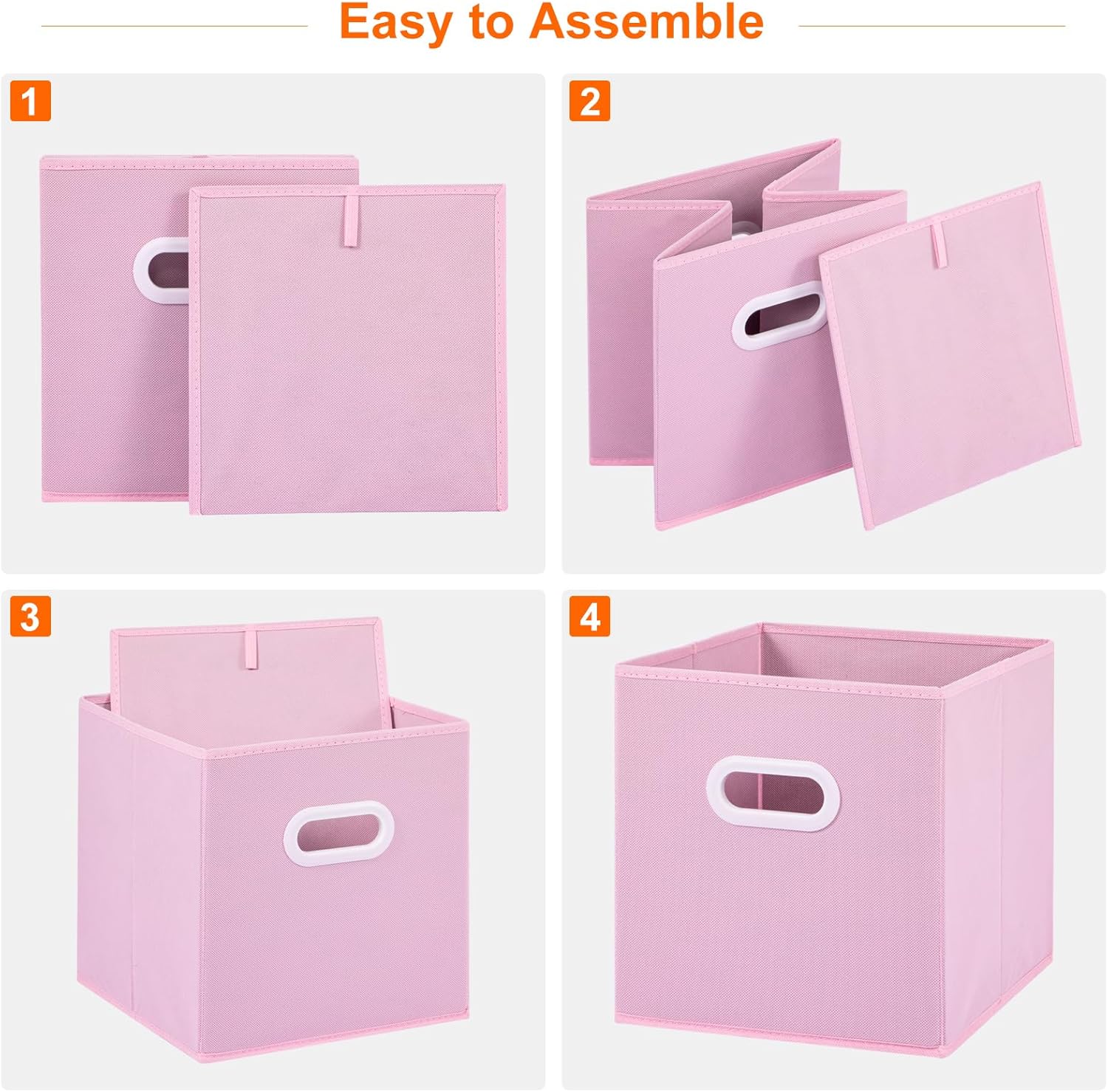 Stero Fabric Storage Cubes Bins, 13 inch Fun Colored Foldable Storage Baskets with Dual Plastic