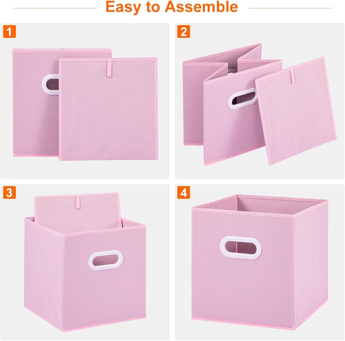 Stero Fabric Storage Cubes Bins, 11 inch Fun Colored Foldable Storage Baskets with Dual Plastic