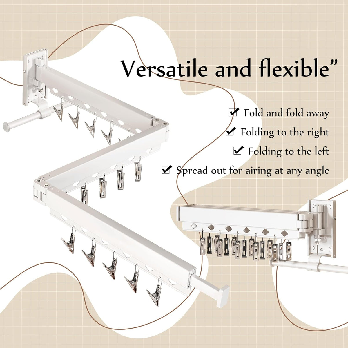 Wall Mounted Collapsible Clothes Drying Rack, Durable Space-Saving Laundry Drying Rack Clothing
