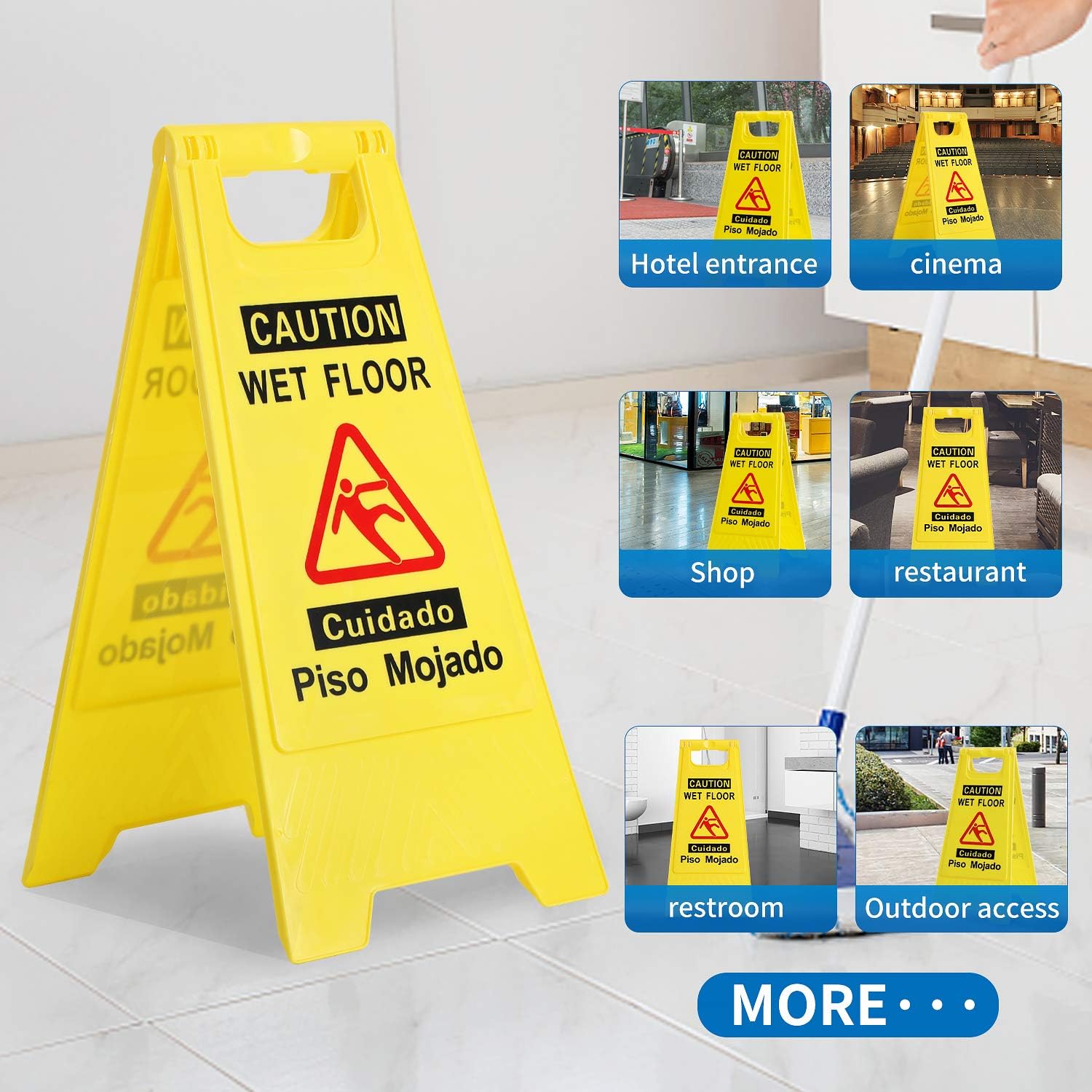 CERLMLAND wet floor signs 6 piece double-sided sign Widely used in various business environments.