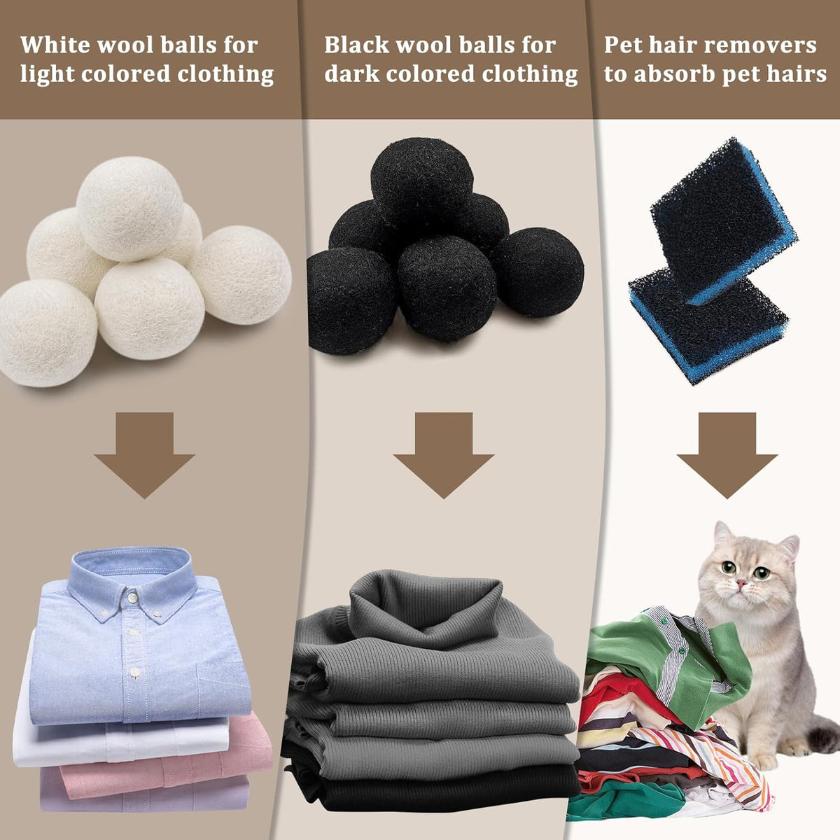 Daily Treasures 2.75"Wool Dryer Balls 12 Pack-Organic Wool Laundry Balls for Dryer,Natural Fabric