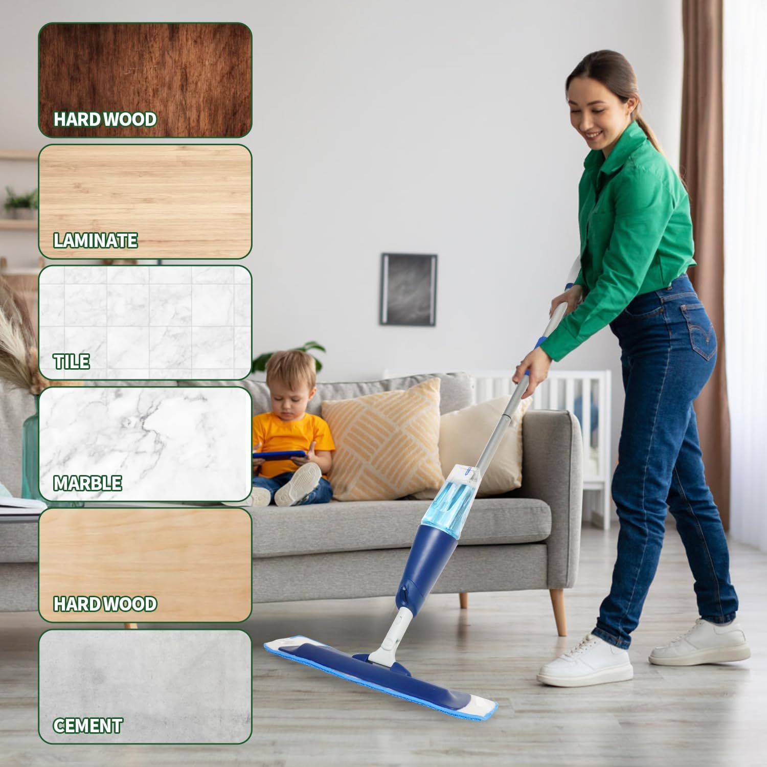 10 Pack Microfiber Cleaning Pads for Bona Mop, Reusable Microfiber Mop Pads for 18 Inch Mop