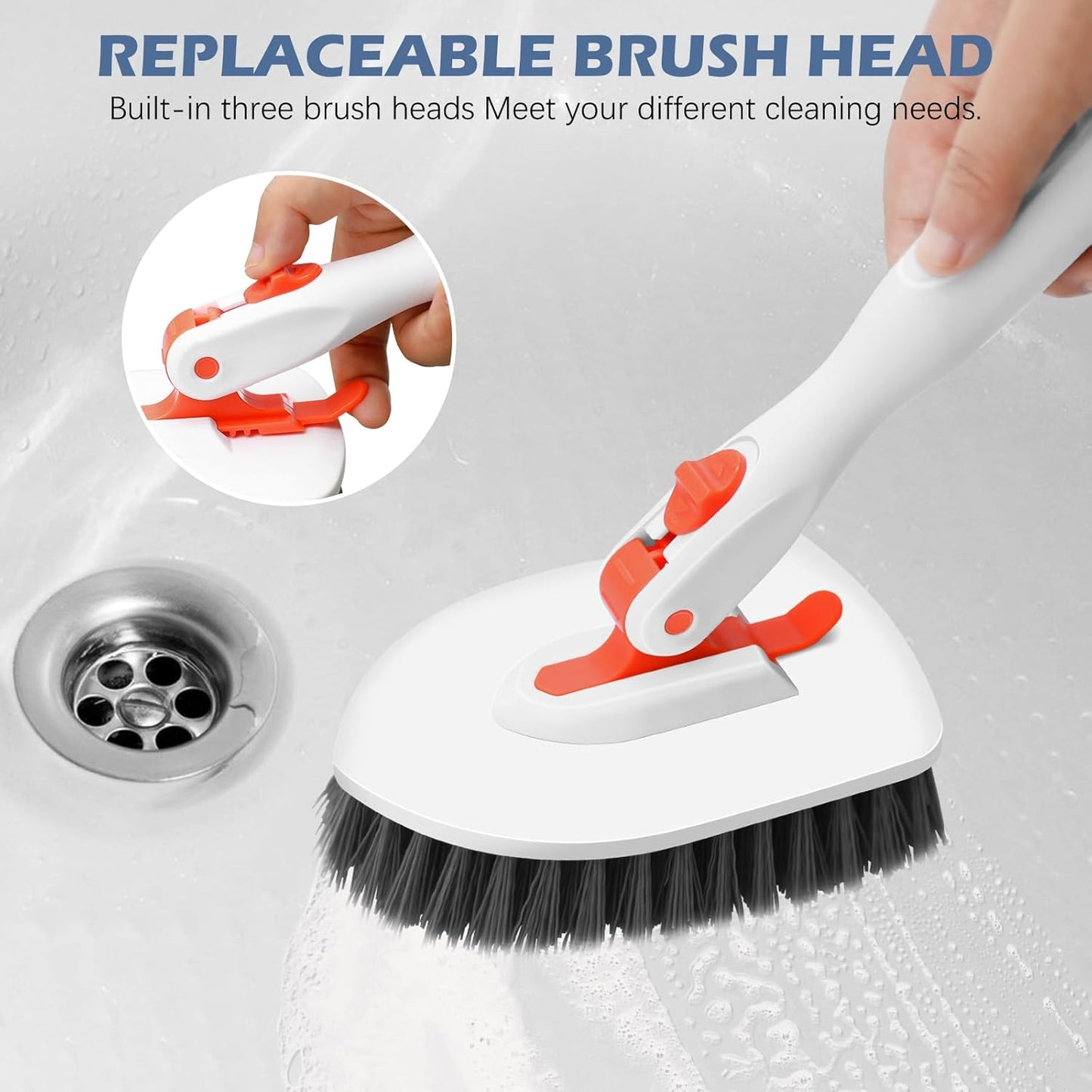 SetSail Floor Scrub Brush, 3-In-1 Tile Tub Floor Scrubber with 52-inch Adjustable Long Handle