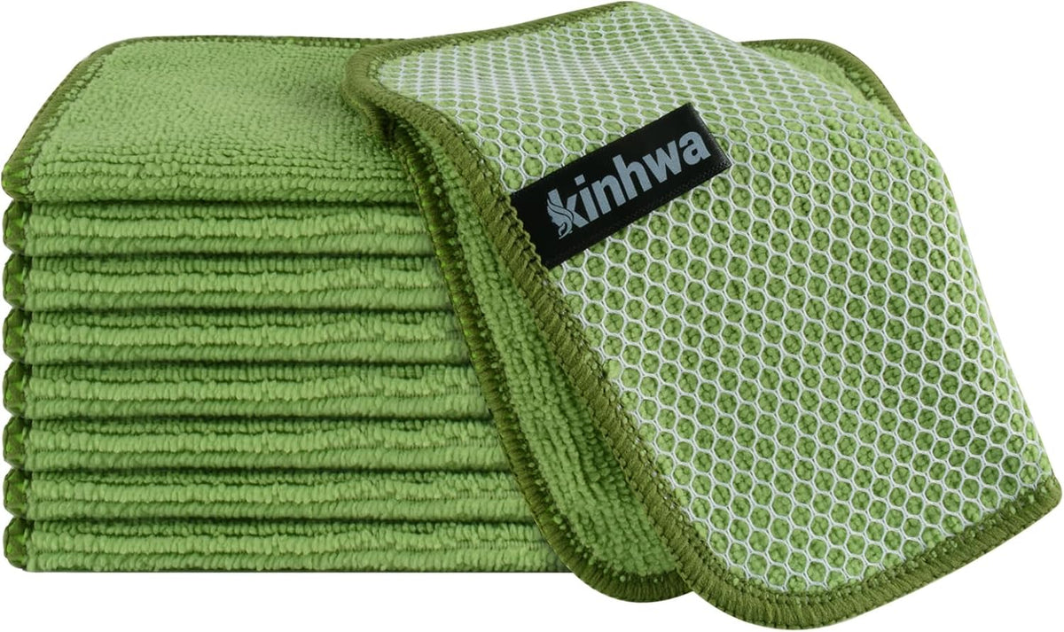 KinHwa Kitchen Washcloths for Dishes Absorbent Microfiber Dish Cloths Quick Dry Dish Rags with Poly