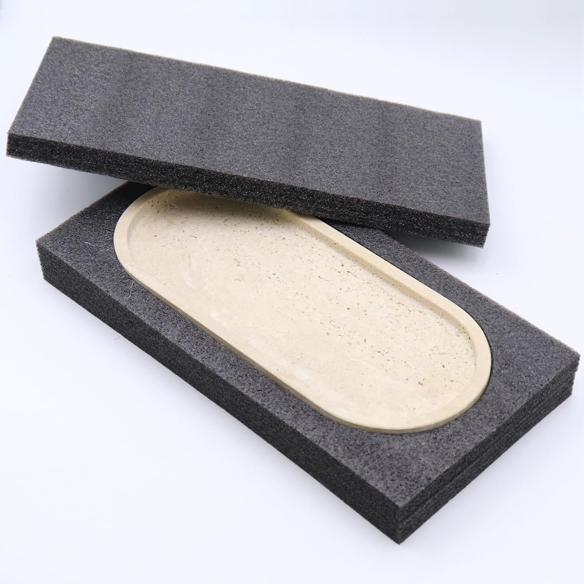 Natural Marble Tray, Oval Vanity Decorative Tray for Bathroom Counter, Countertop Stone Organizer