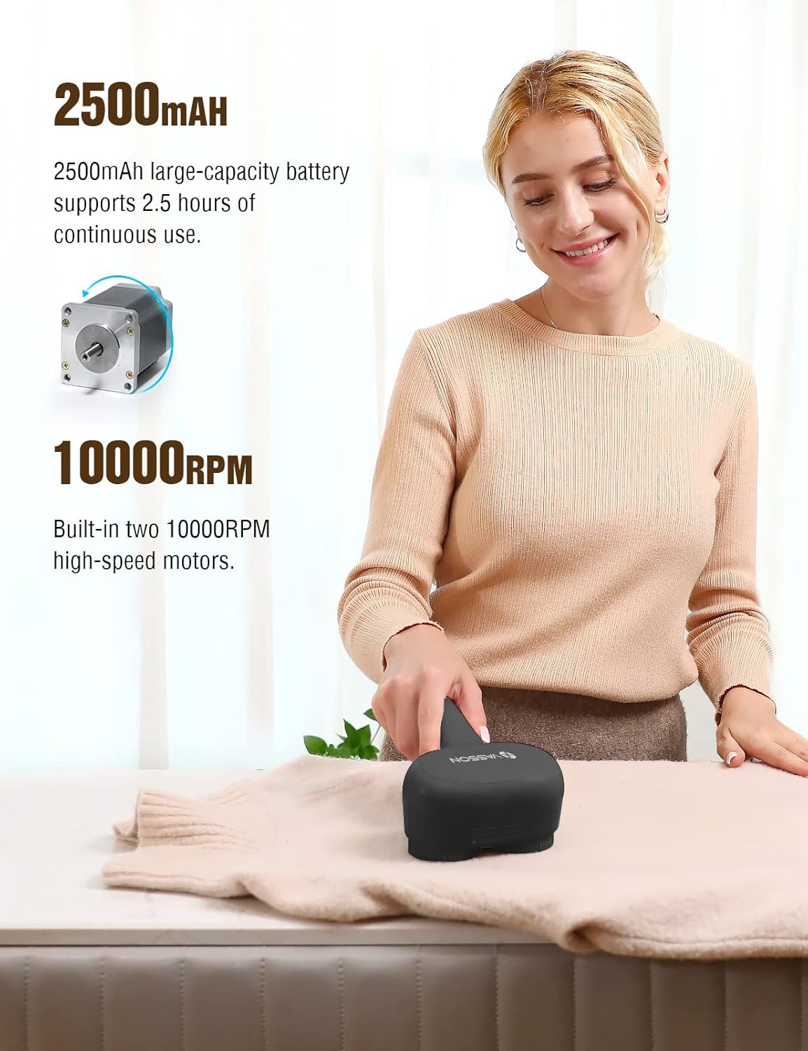 VASSON Fabric Shaver, Electric Lint Remover, Rechargeable Lint Shaver, Sweater Shavers to Remove