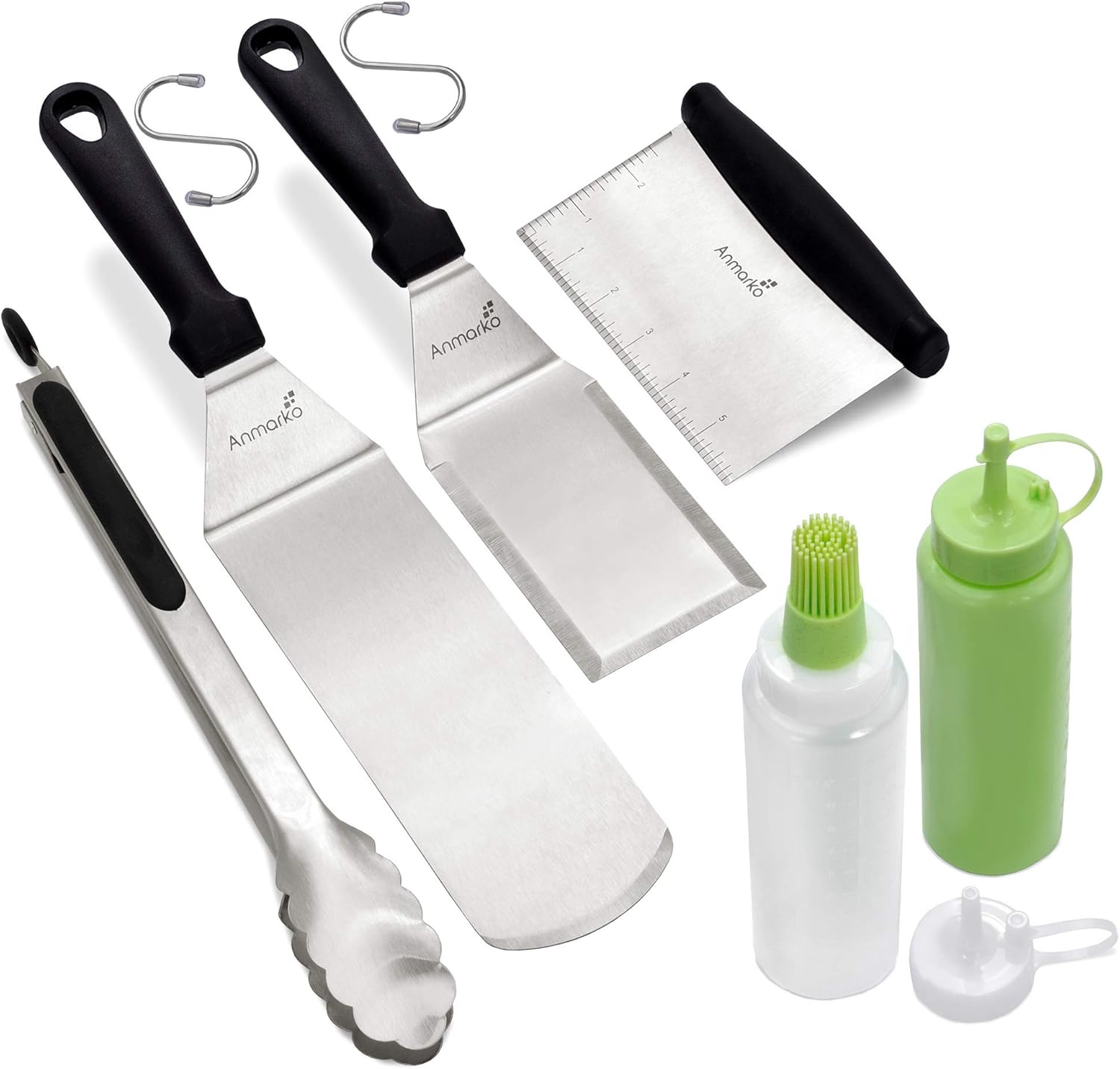 Metal Spatula Set Stainless Steel and Scraper - Professional Chef Griddle Spatulas Set of 6 - Heavy