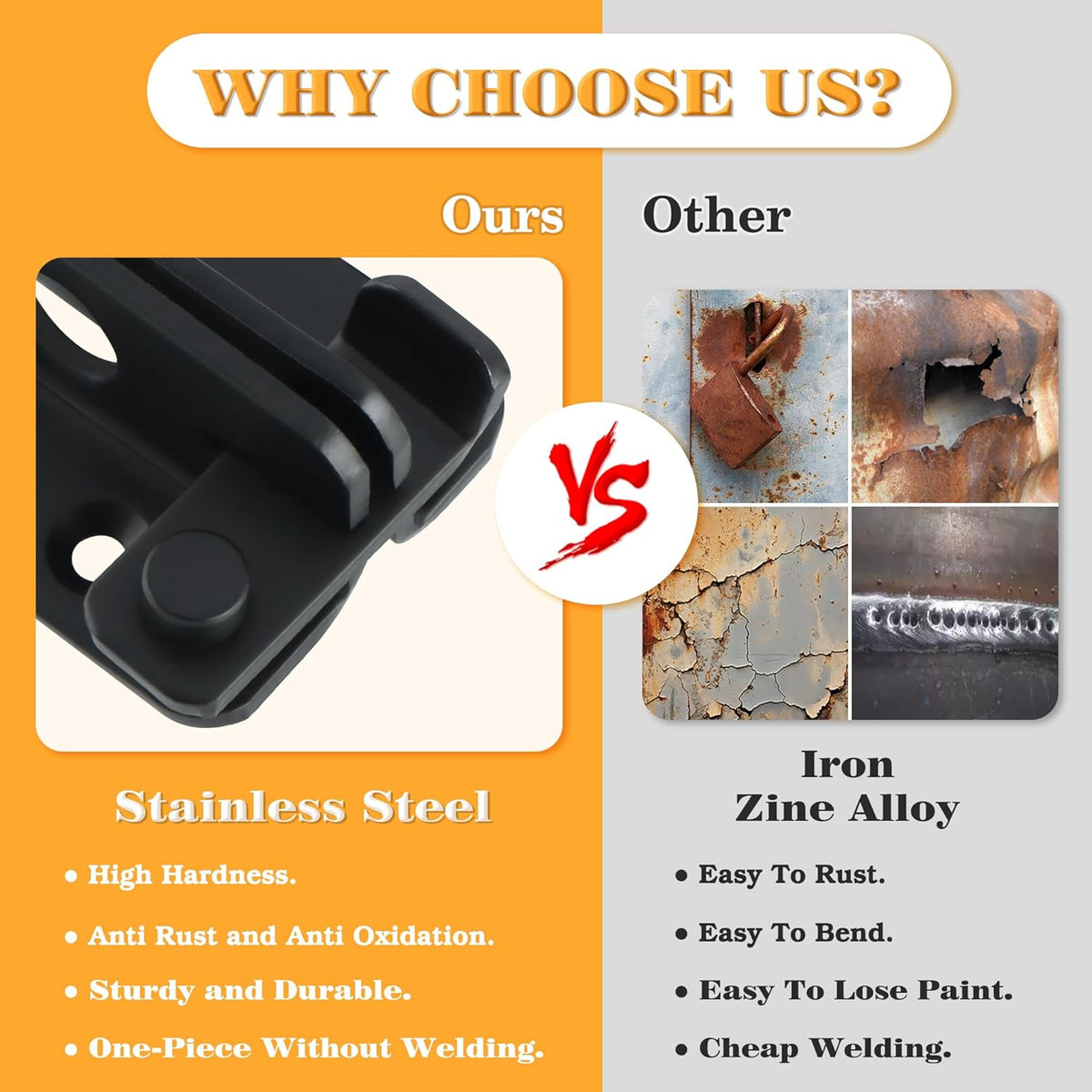 Alise Flip Latch Gate Latches Slide Bolt Latch Safety Door Lock Catch for Barn Cabinet Pet Cage